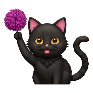 cheerleading black cat with pom pom sticker