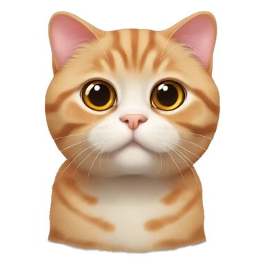 Red Scottish Fold cat. He has large round eyes, large pupils and characteristic lop-eared ears. He looks straight into the camera, creating an impression of surprise. The cat's fur is soft and fluffy, and the expression on his face is very cute. sticker