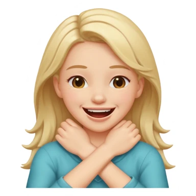 arms crossed holding throat laughing girl sticker