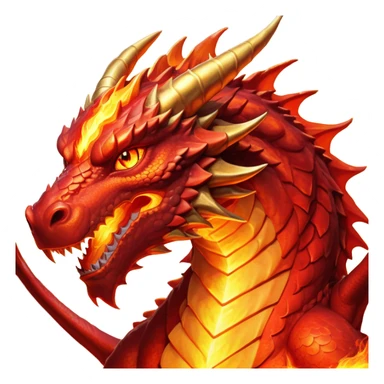 cinematic-noble-fierce-fire-dragon-portrait-emoji,-poised-and-imposing,-with-a-muscular,-scaled-body-ablaze-in-fiery-hues-of-crimson,-molten-orange,-and-molten-gold,-and-intense,-burning-eyes-that-mirror-the-heart-of-a-volcano;-rendered in detail sticker