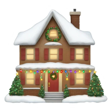 christmas house with lights on and garland sticker