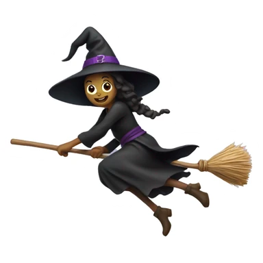 witch flying on a broom sticker