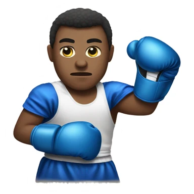Create an emoji of a person wearing boxing gloves, with a focused and determined face. Show the spirit of a boxing champion sticker