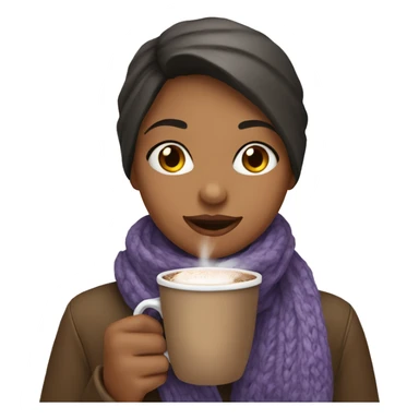 Girl with scarf drinking hot chocolate  sticker