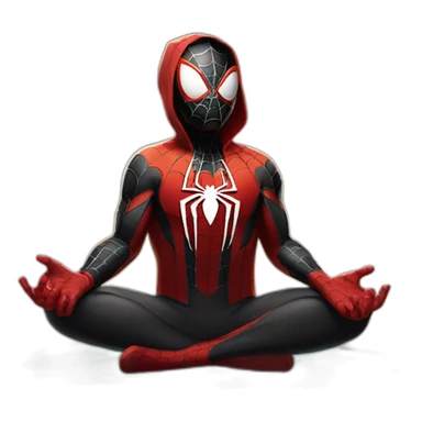 Spiderman Miles morales doing a meditation sticker