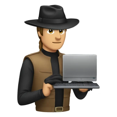 persona trabajando en una computadora con cara de zorro sticker
