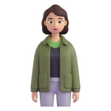 dark olive green jacket over a lighter green top sticker