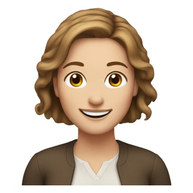 white woman happy face with brown hair with blue backround sticker