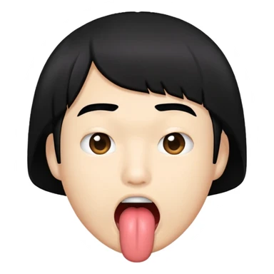 Asian Guy with a black bob hair sticking out his tongue sticker