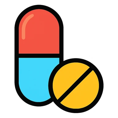 capsule and tablet icon, outlined, easy to recognize, modern icon style sticker