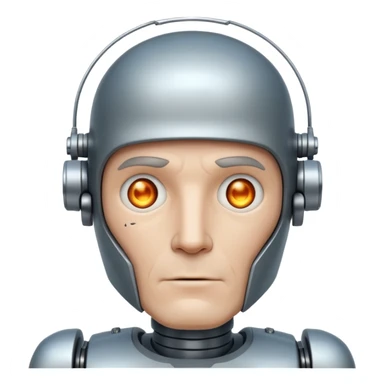 Bombmore - more robot than human.  mddle age man sticker