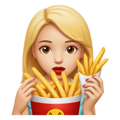 girl eating fries sticker