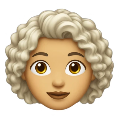 Cara mujer blanca con poco pelo y rizado sticker