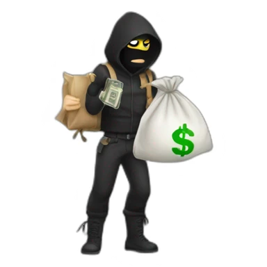 robber with cash bag sticker