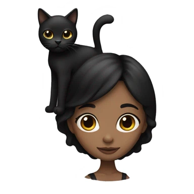 Black hair girl holding a black cat sticker