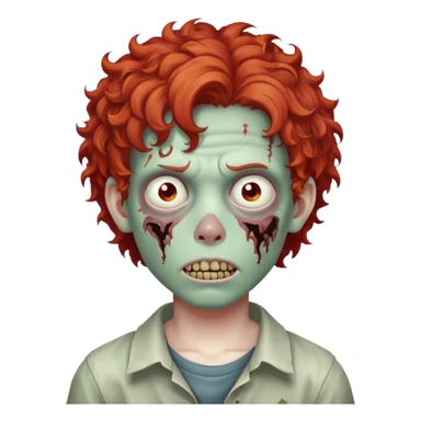 Boy zombie with curly hair red sticker