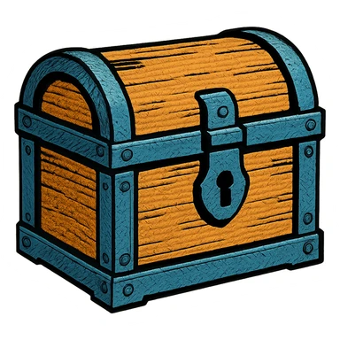 a chest, old school comic book style sticker