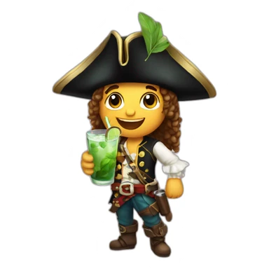 young pirate drinking mojito sticker