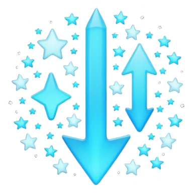 fait moi un émojie discord avec une fleche verre le haut bleu avec la bout un peu separer et des etoile a coté sticker