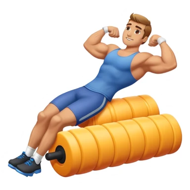 buff guy lying lats down on foam-roller sticker