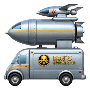 Heroic SuperBug Ron’s exterminator superminator antique jet powered tall robot moving van (motto: Bombing creepy bugs is fun) sticker