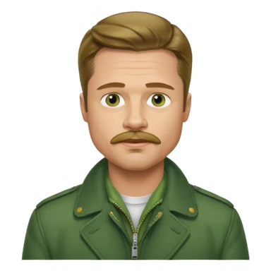 brad pitt with stache, wear green jacket sticker