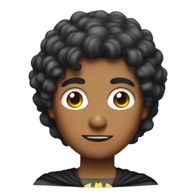short, curly haired indian pretending to be batman sticker