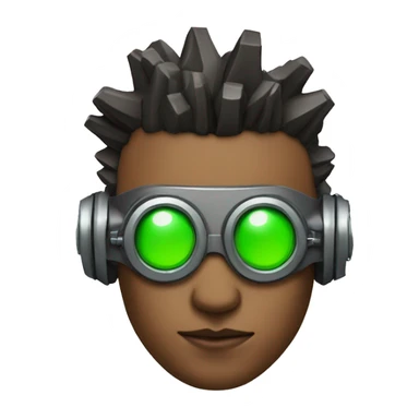 Male cyborg with red Mohawk and green steampunk goggles sticker