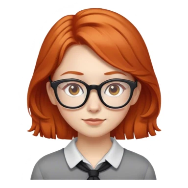 A nerd girl with black/red glasses, ginger hair and light brown eyes sticker