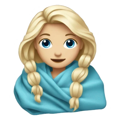 Blond girl with blanket with blue eyes sticker