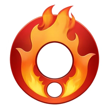 A minimalist CD disc with a subtle fire design, red flames, with a circle in the middle and a hole in the center sticker