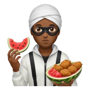 black guy, thug, ski mask, stealing, fried chicken and watermelon sticker