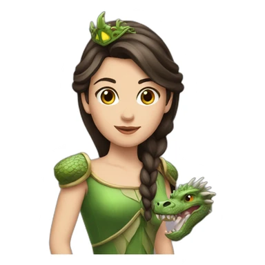 Brunette princess with dragon sticker