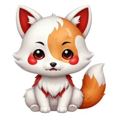 Crying white with red marks Chibi baby cute kitsune   sticker
