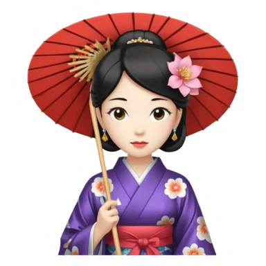 Japanese Princess with paper umbrella sticker