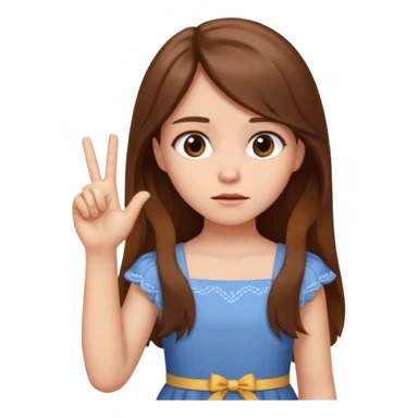 fake costumer loyalty, girl that doesn't care, she is like whatever, brown long hair, cute dress and her hand showing like i dont care whatever, make her look little bit bored sticker