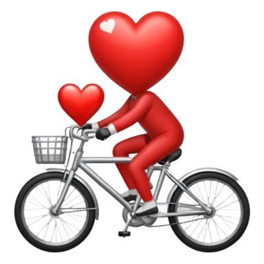 a heart emoji riding a bicycle sticker