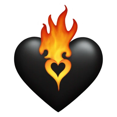 black heart with flames sticker