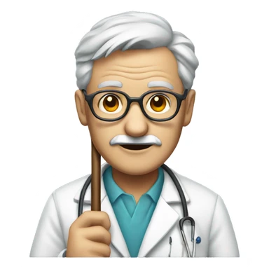 Old male doctor with glasses and holding a cane portrait sticker