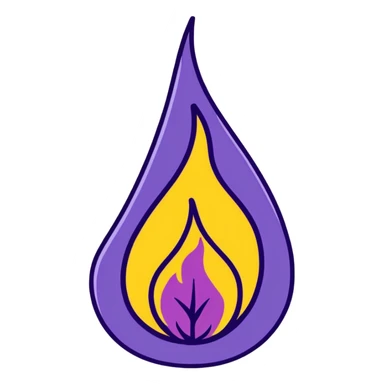 purple flame, cartoonish sticker style sticker