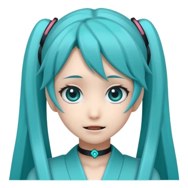Hatsune miku with creepy face sticker