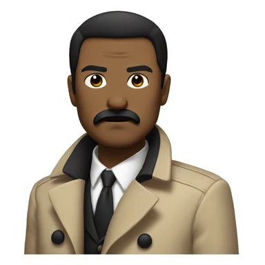 Man with black straight hair on the side with a black square mustache in a beige coat angry sticker