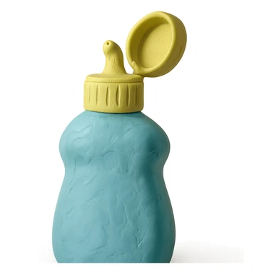 close-up of dish soap bottle in claymation style with cap open, soft lighting, pastel colors sticker