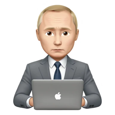 Putin with laptop sticker
