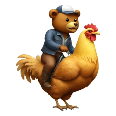 Bear riding a chicken sticker