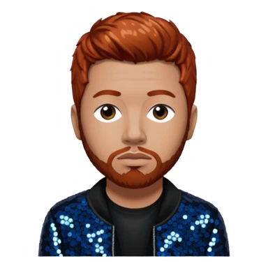Abe Cunningham from Deftones with auburn hair, light skin, black sequin outfit sticker