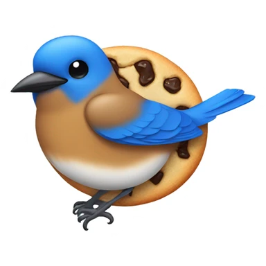 Bluebird eating a cookie sticker