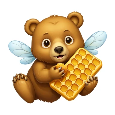 bear eating honeycomb with bees flying around sticker