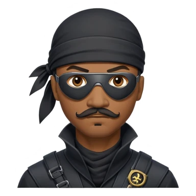 african-american mustache mercenary black asymmetrical eyepatch ninja hacker terminal command center sticker