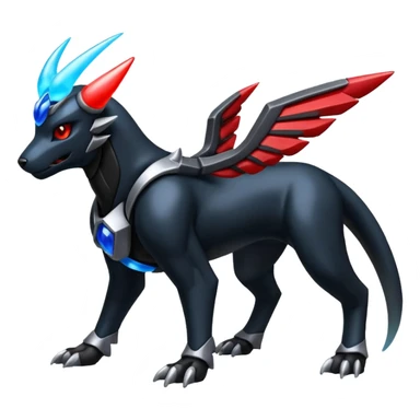 Shiny Metallic Alloy Onyx-Houndoom-Zekrom-Genesect-Pokémon-Fakémon-hybrid-creature sticker